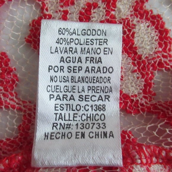 UMGEE Top Womens Small Red Floral Sheer Lace Long Flutter Sleeve Mock Neck NWT - Picture 12 of 12